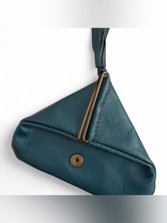 Roma Embossed Triangle Leather Coin Pouch - Teal - Picture 2 of 2